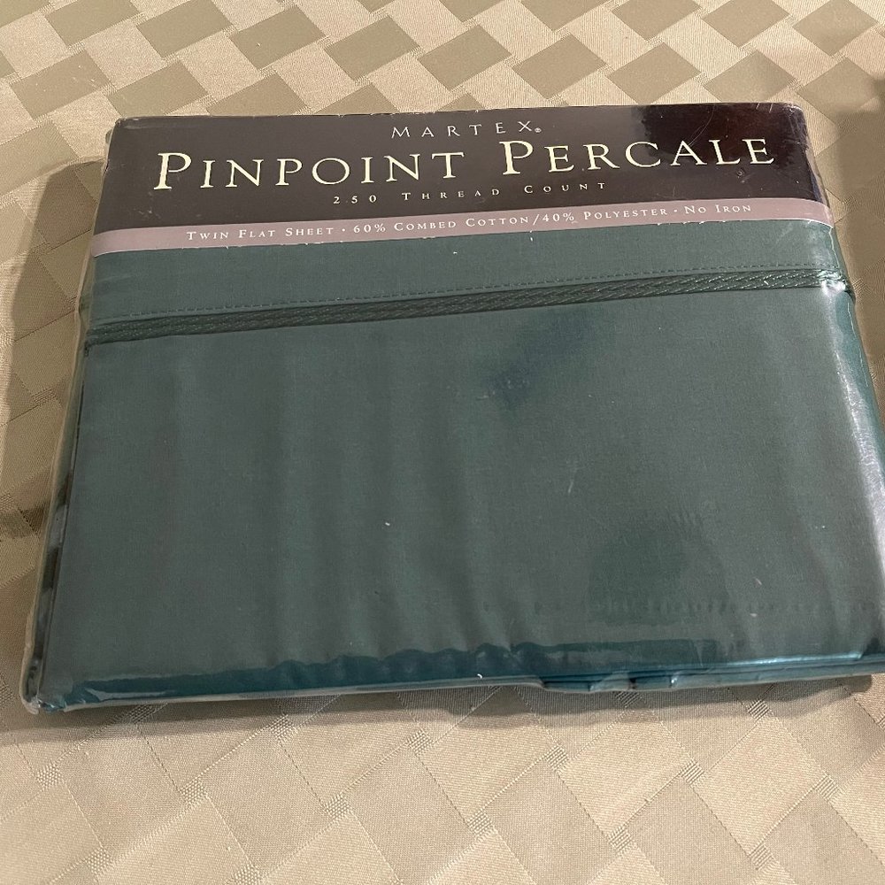 Vintage TWIN Flat Sheet Westpoint Martex Made in USA Green NEW